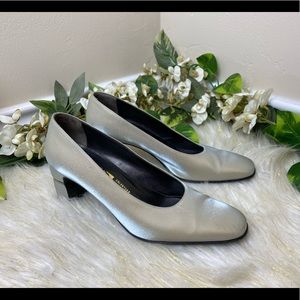 Salvatore Ferragamo Vintage Shiny Fabric Heel 7.5